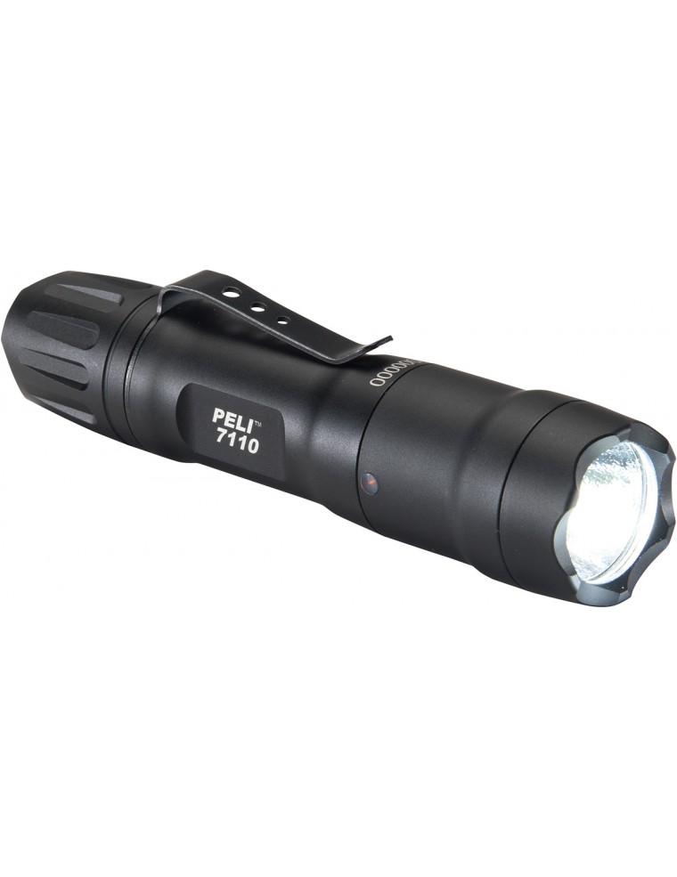 Lampe tactique PELI 7110 compatible avec pile AA ou CR123. 4 modes